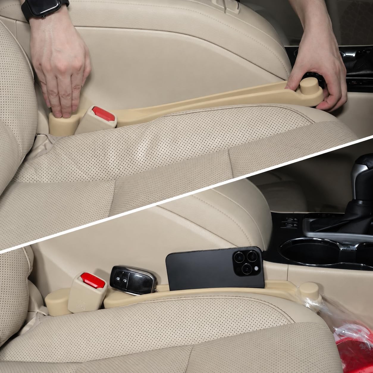 Car Seat Gap Filler Set of 2, Soft Foam Multifunctional Seat Side Gap Filler ...