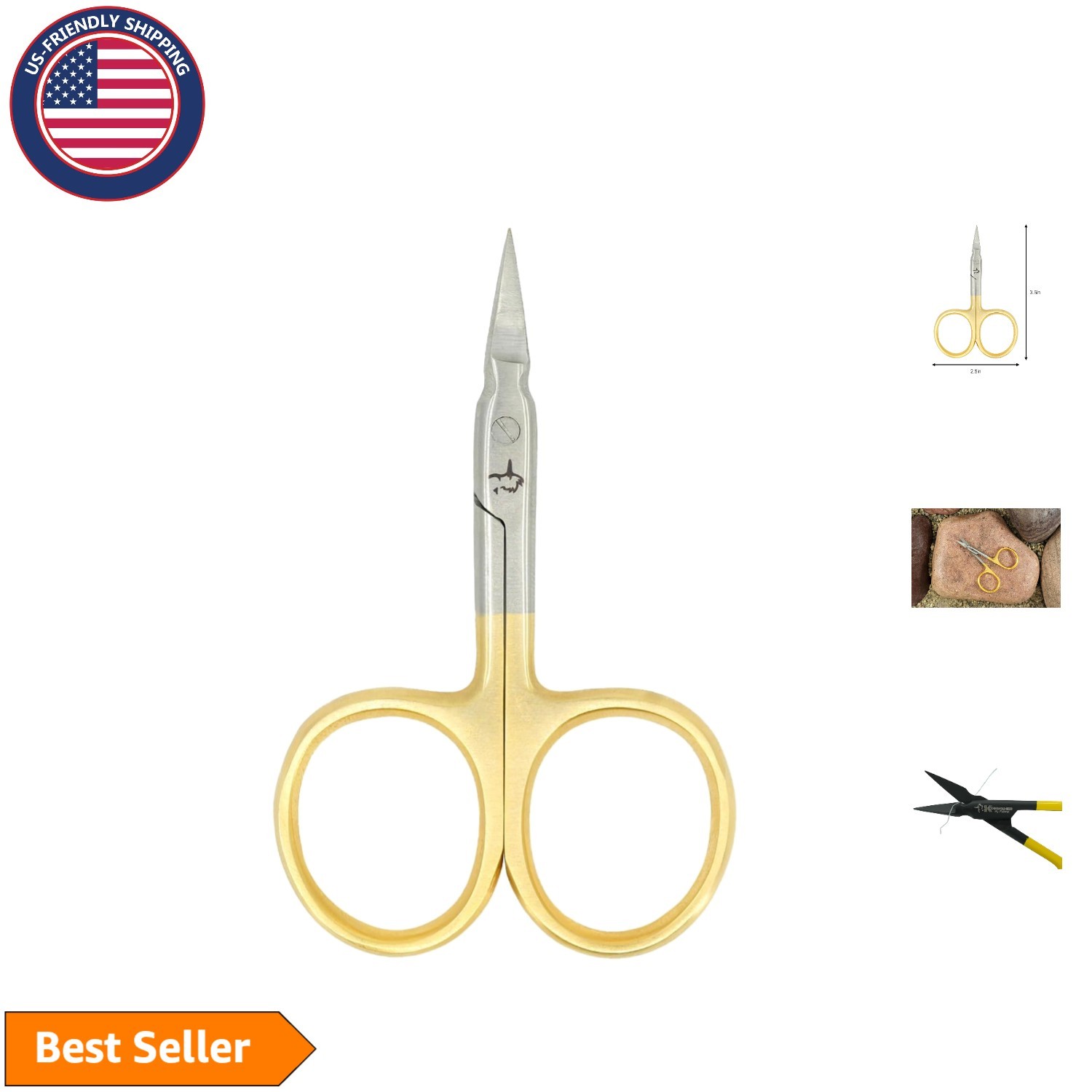 Gold Stainless Steel Arrow Scissors - 3.5 Inch For Ultimate Fly Tying Precision