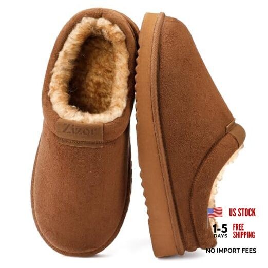 Men's Fuzzy Cozy Slippers Microsuede Indoor Outdoor Home Comfy 9 Chesnut Tan