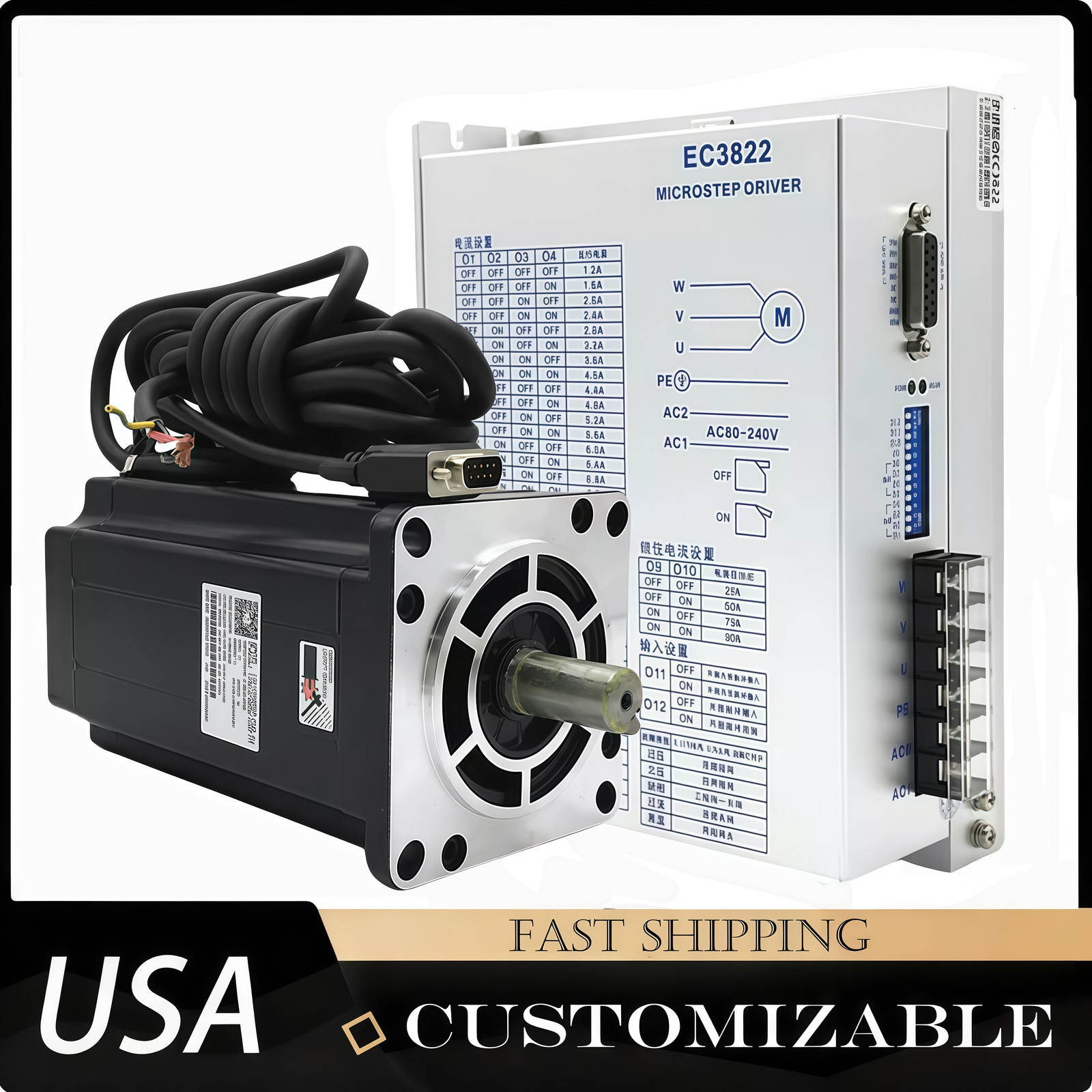 3Ph Nema42 110mm Open loop Stepper Motor 1.2° AC 110-220V Driver CNC Milling Kit