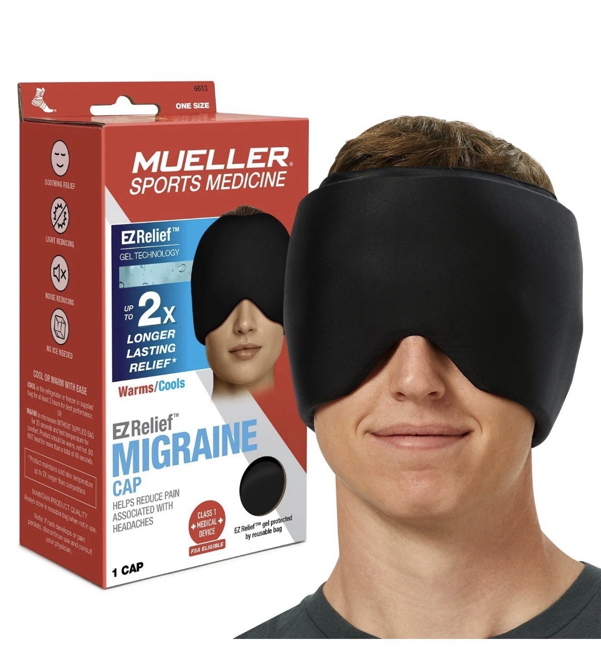 NEW Mueller EZ Relief Migraine Cap Gel Technology w/ Reusable Protective Bag