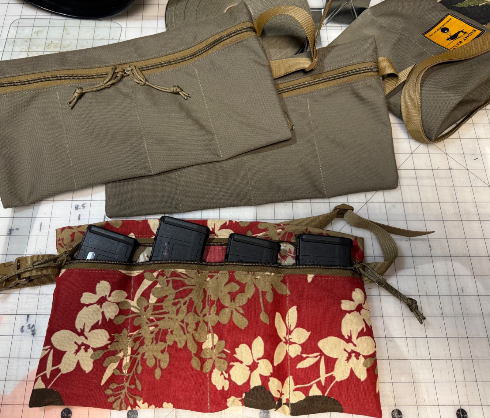 Eight Ball 4 Mag bandolier for colt/magpul magazines. Flower Camo.