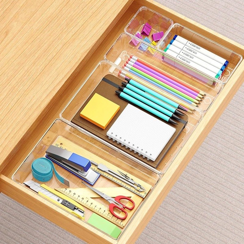 Durable Stackable Drawer Organizer 65 Bins Easy Clean Non-Slip Storage New