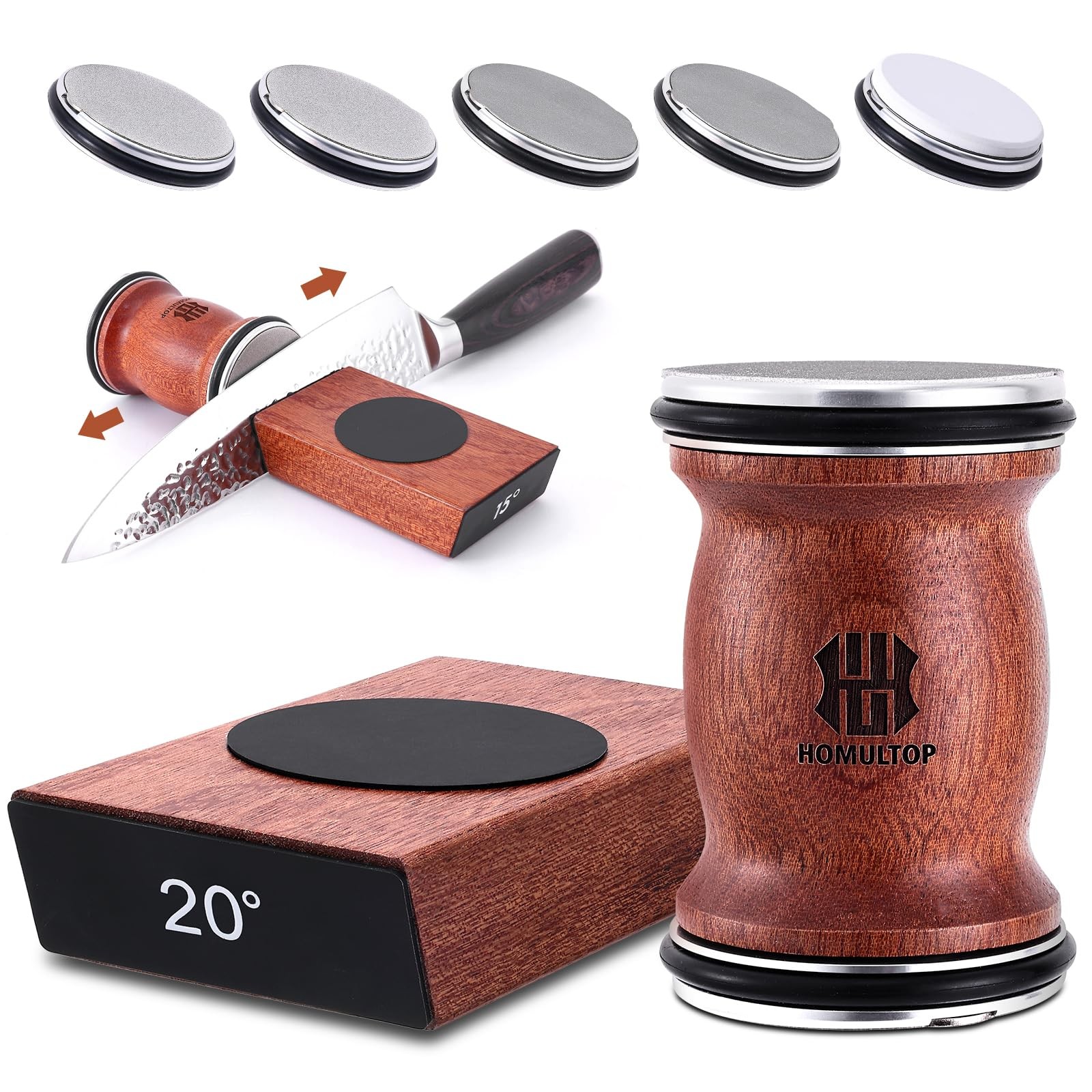 Rolling Sharpener Kit, Kitchen Sharpener with Replaceable Discs Diamond & Cer...