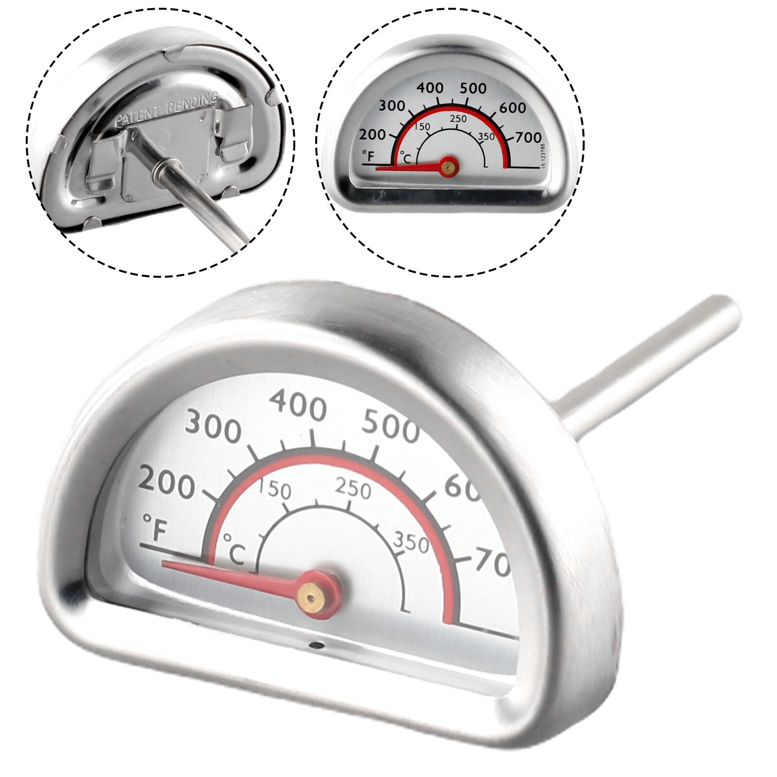 Replacement Stainless Steel Grill Thermometer Heat Indicator For Grill