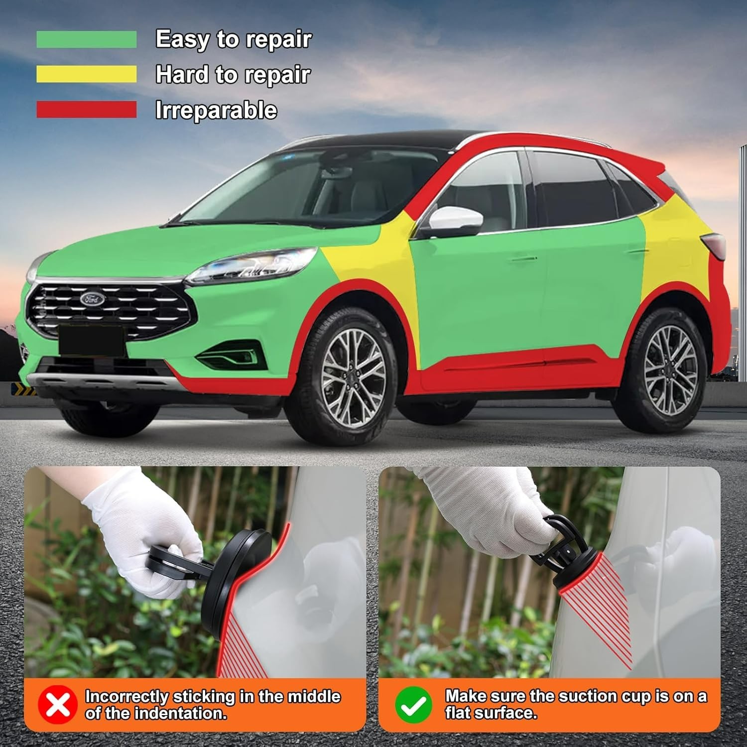 Car Dent Removal Tools, Dent Puller Set for Car Repairs, Window Handles, Refr...