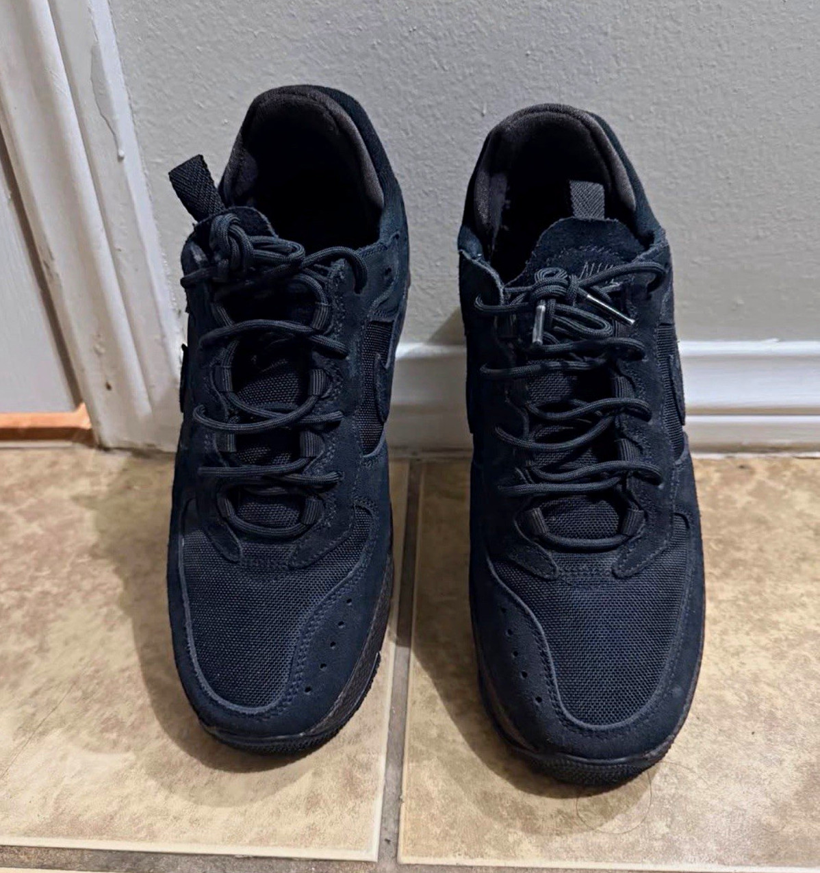 Nike Air Force 1 Black Suede Low Top Lace-Up Athletic Sneakers Unisex