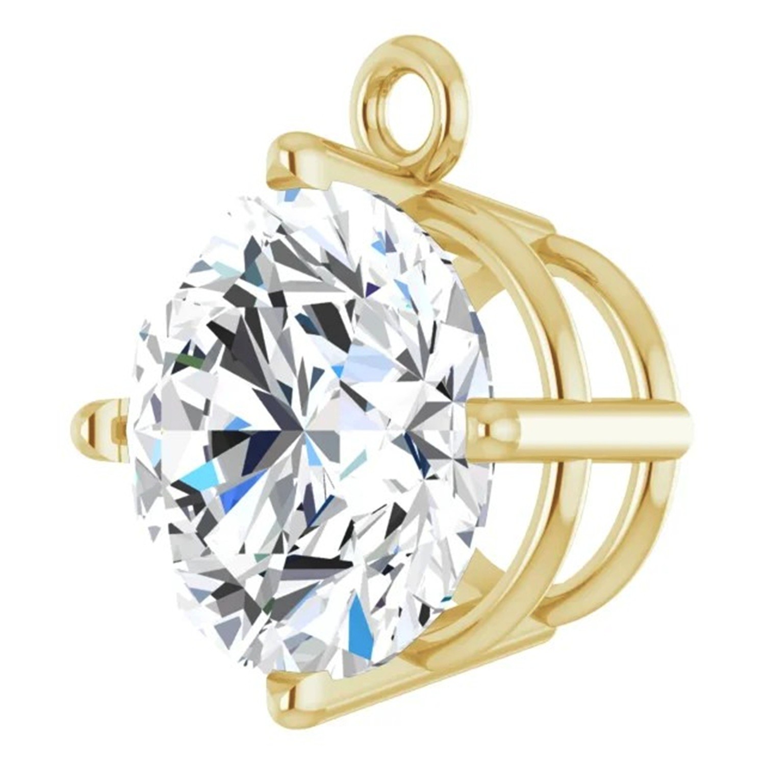 10K Yellow Gold Dangle Mounting Round Cut 4 Prong Basket Designed Setting USA