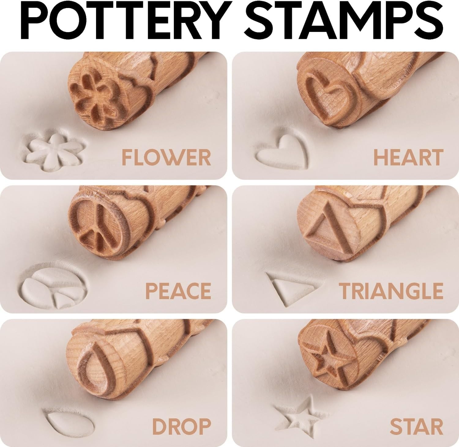 Extra Large Clay Texture Rollers with Pottery Stamps | 3 Texture Rollers | 6 ...