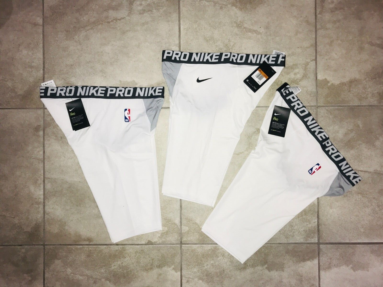 NBA PRO NIKE Logo Compression White Basketball Shorts Boxer Briefs NEW 2XL 3XL