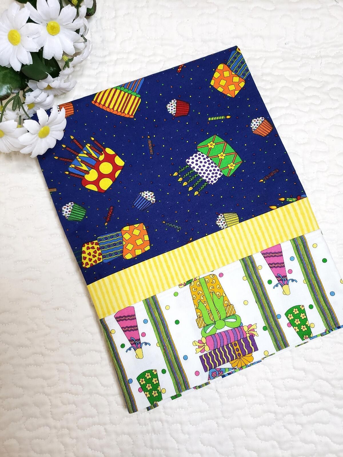 Happy Birthday Cotton Pillowcase Size 17" x 23" handmade
