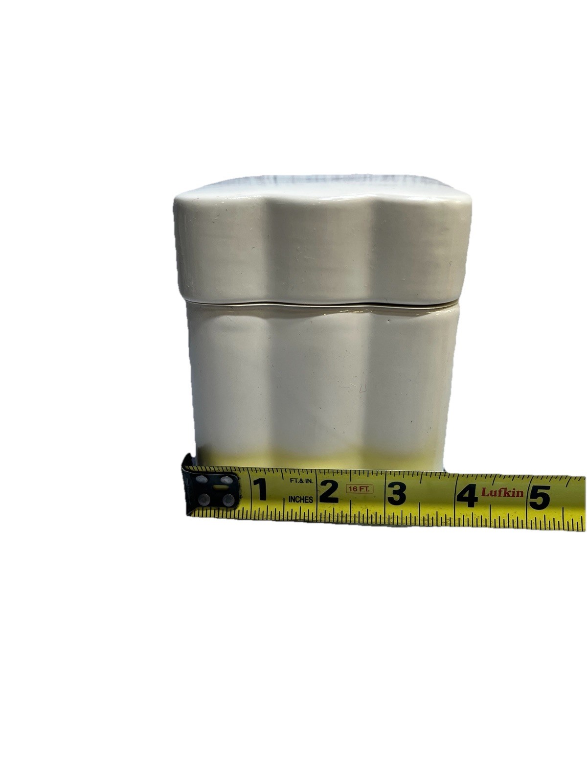Room Essentials Scalloped Lidded Box White Ceramic Square