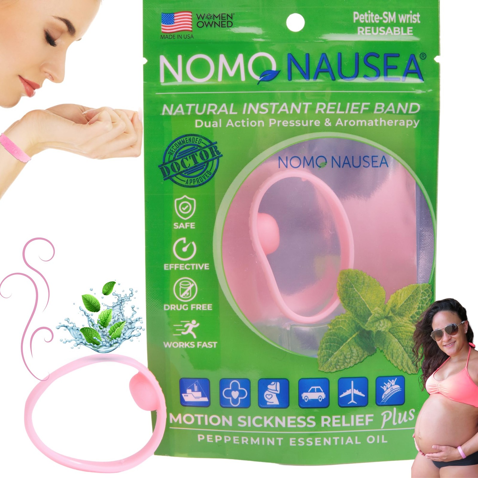 Nausea Relief Wristband for Pregnancy | Motion Sickness Band with Peppermint ...