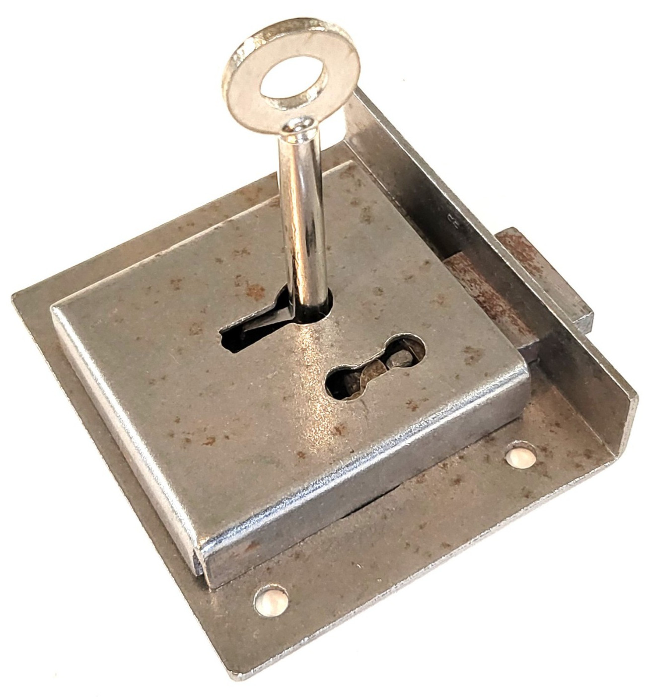 Steel till lock Antique furniture chest drawer cabinet desk bureau key bolt box