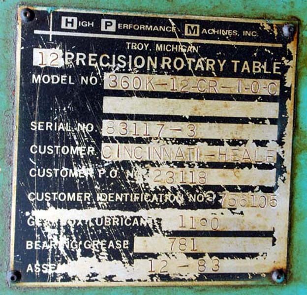 Hyperdex High Precision Machine Rotary Table Model 360K (Inv.17256)