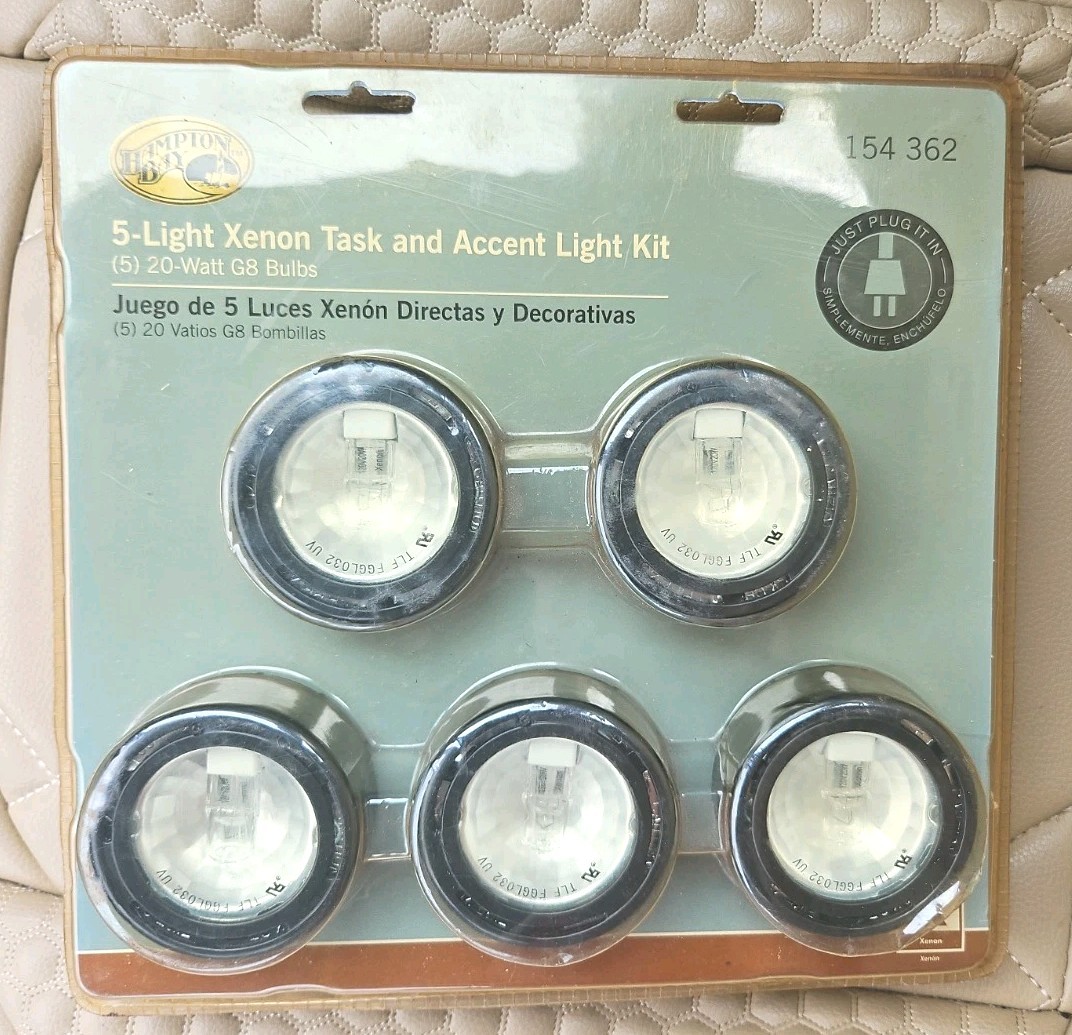 Hampton Bay 5 Light Xenon Task/Accent Light Kit 154 362 BLACK 20 Wat G8 Bulb NEW