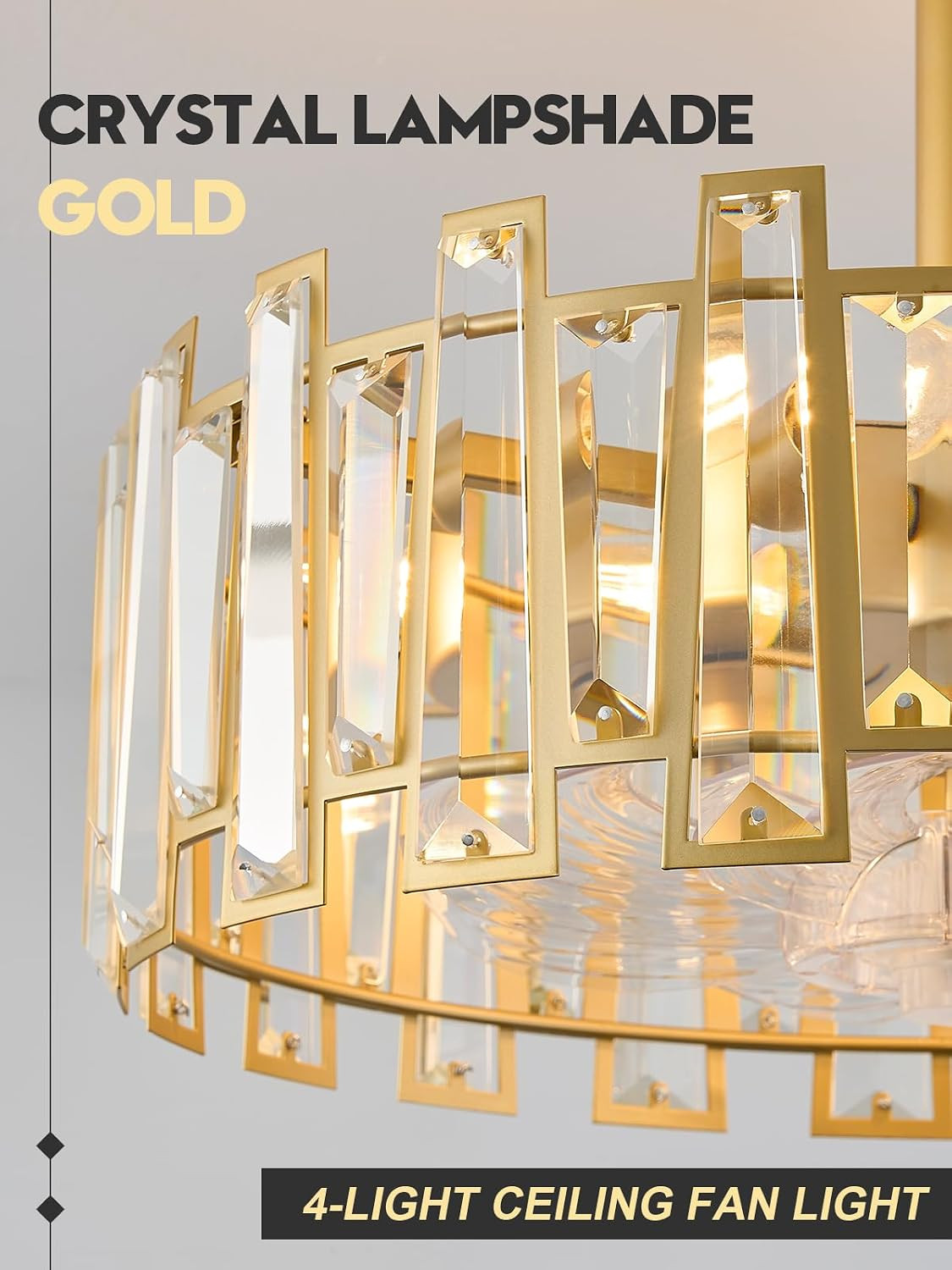 Gold Caged Ceiling Fans with Light, Brass Ceiling Fan Light with Remote Control