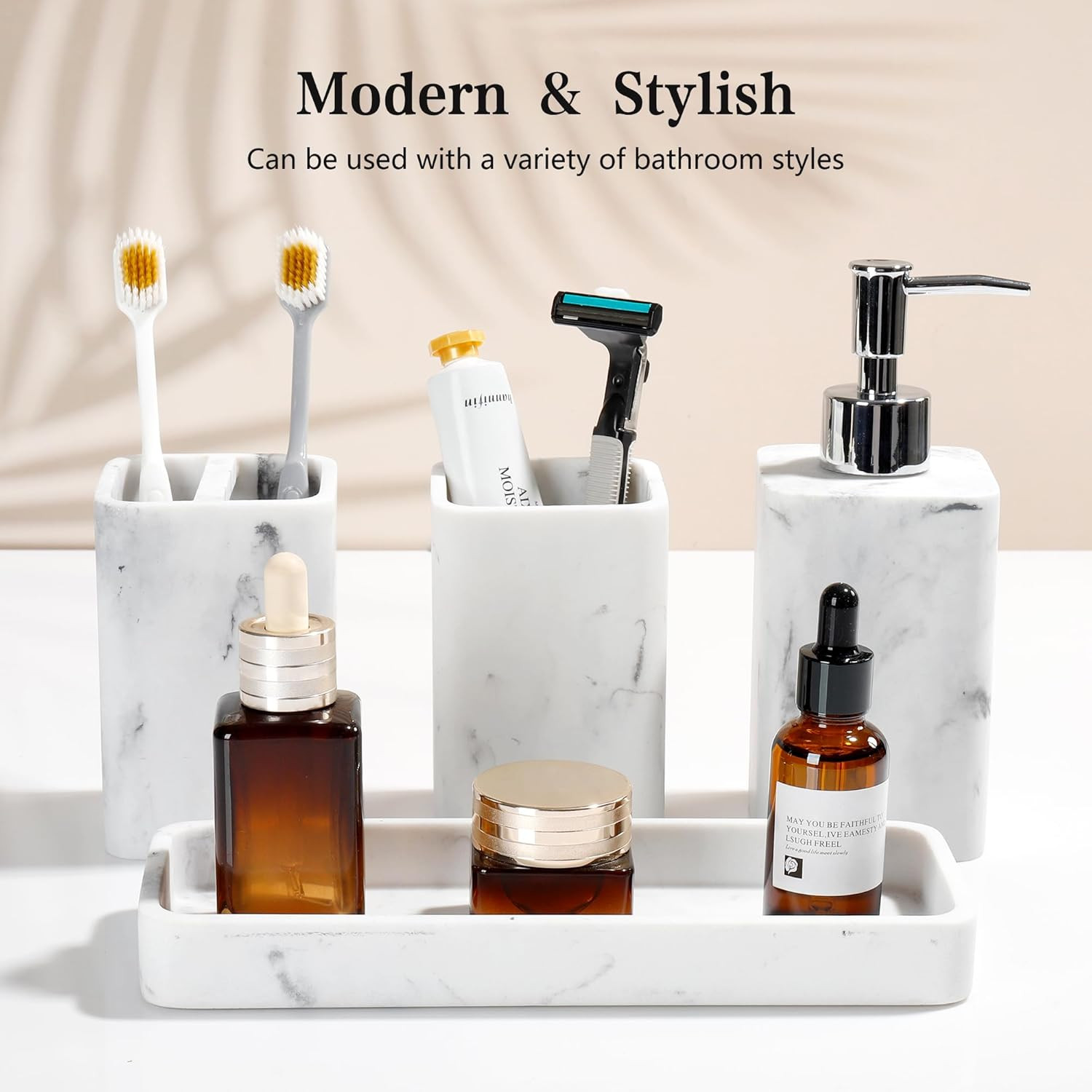 Modern 4-Piece Bathroom Accessories Set in White for Elegant Home Decor