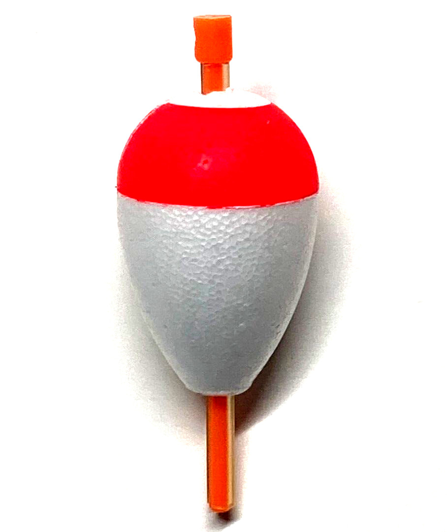 SET OF 6 Red/White 1.25" Foam Pear Slotted Stick Float