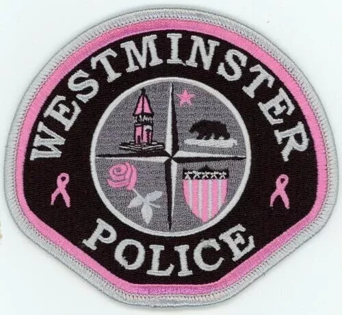 CALIFORNIA CA WESTMINSTER POLICE PINK CANCER AWARENESS SHOULDER PATCH SHERIFF