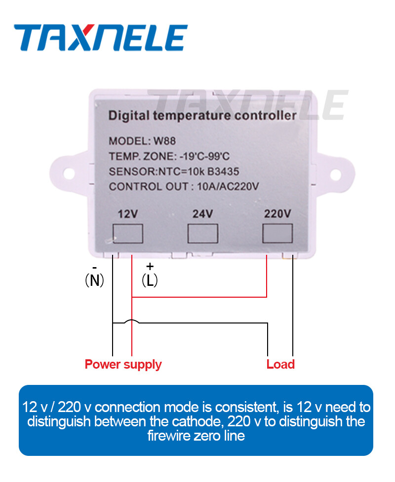 W88 Digital Thermostat 12V 220V Temperature Controller Triple Display Swith