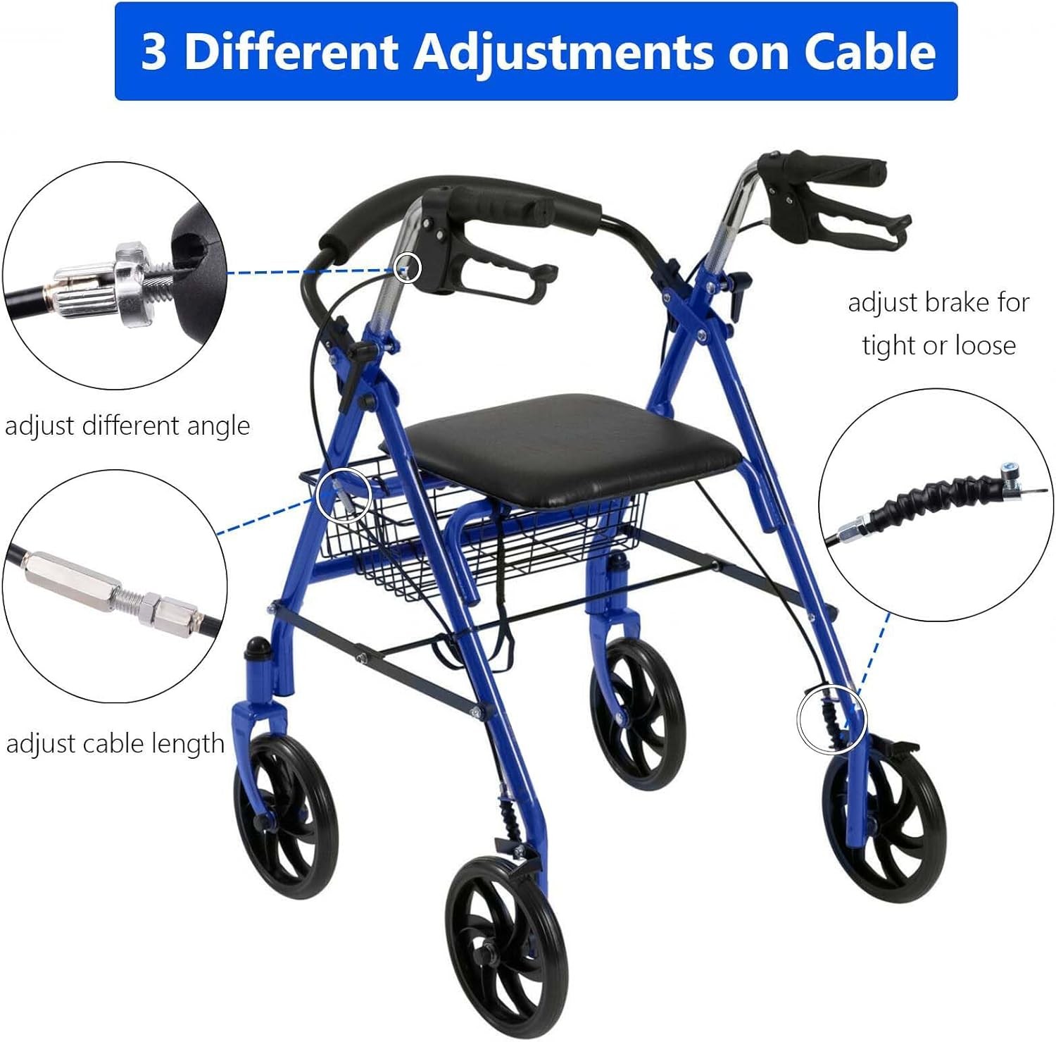 2 PCS 41” Rollator Brake Cable Drive Replacement for Black