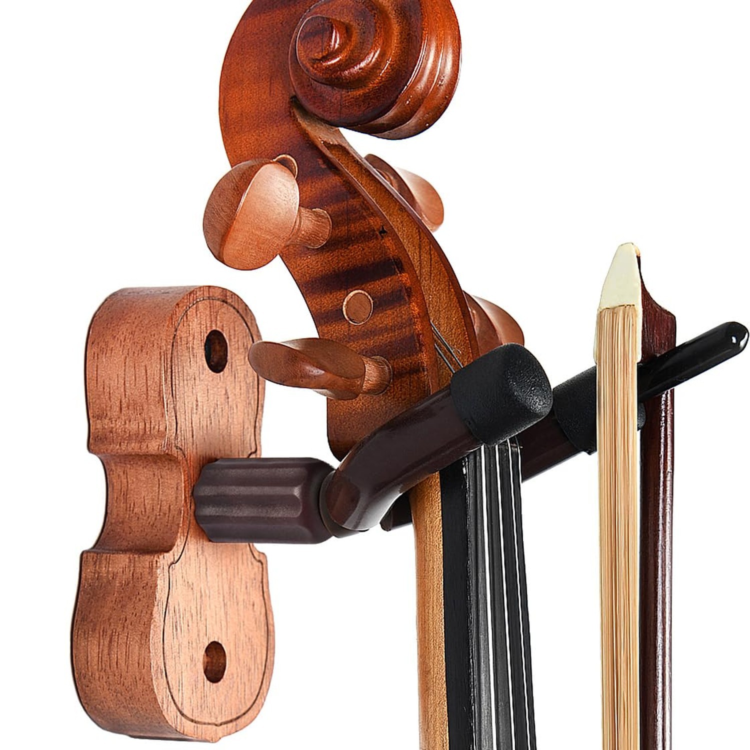 Violin Hanger Wall Mount with Bow Holder Home & Studio Wall Mount Violin Viol...