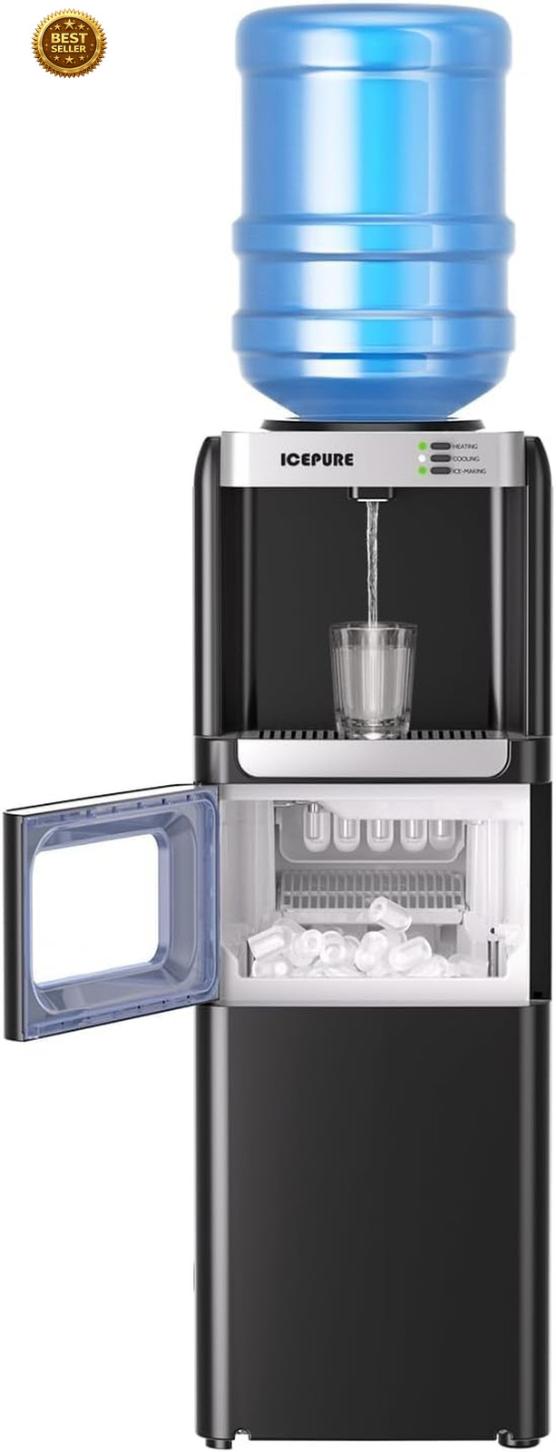 3 in 1 Water Dispenser Ice Maker Hot Cold Cooler 5 Gallon Top Load Child Lock