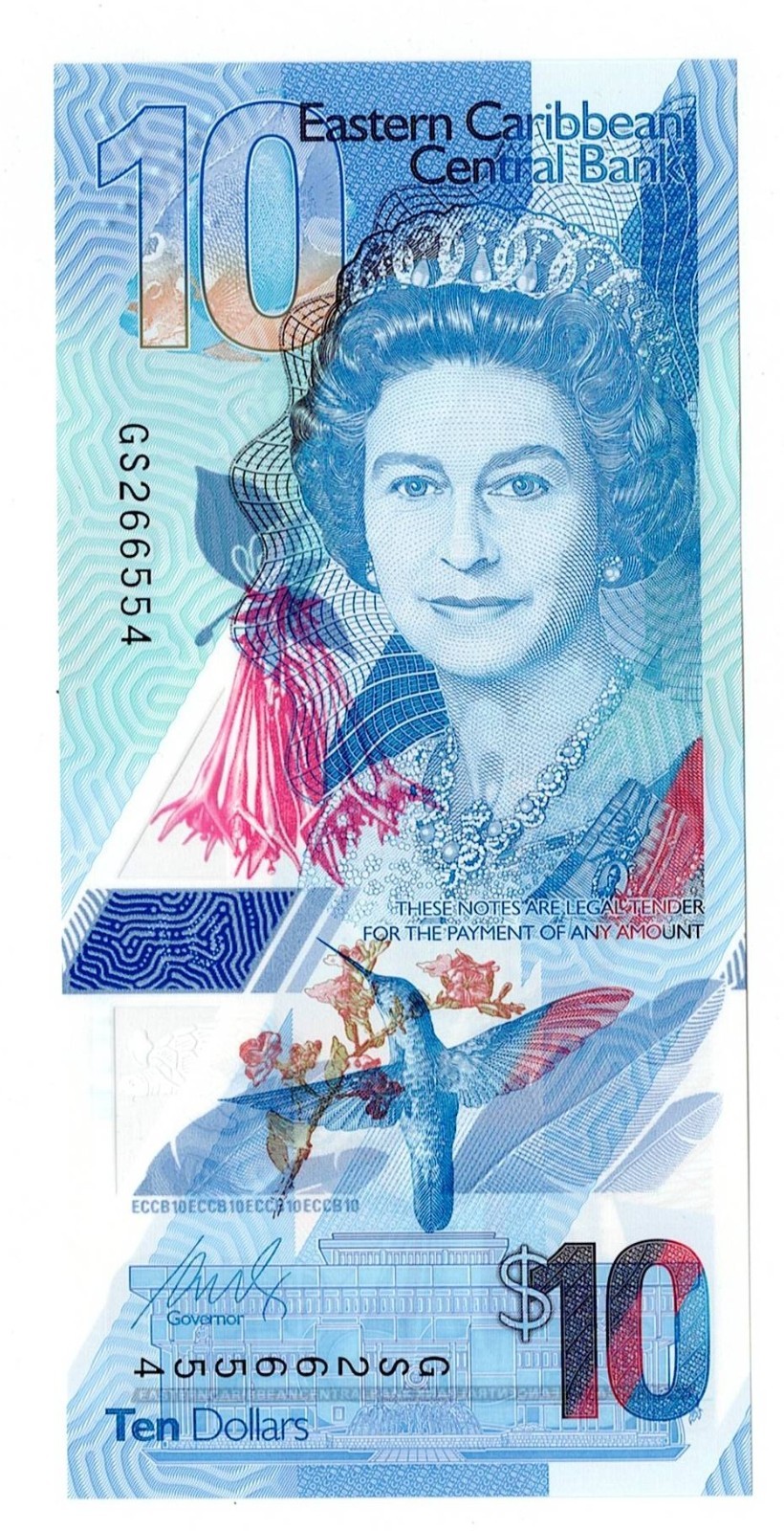 2019 EAST CARIBBEAN CURRENCY 10 DOLLARS NOTE - p56a UNC