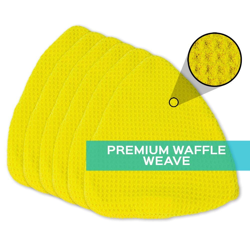 "Microfiber Bonnets for Glass Cleaning - Quick Change Waffle Weave, 6 Pack"