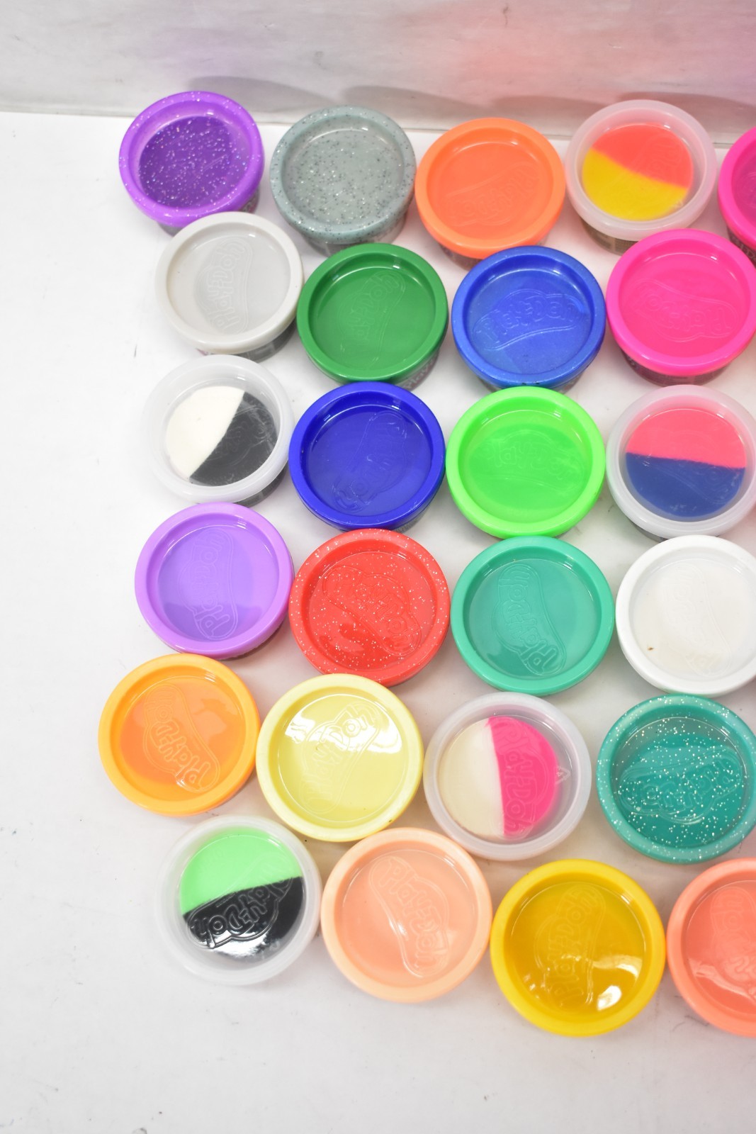 Lot of 65 Play Doh Bulk 1 oz Modeling Compound Cans Assorted Glitter/Plain/Dual