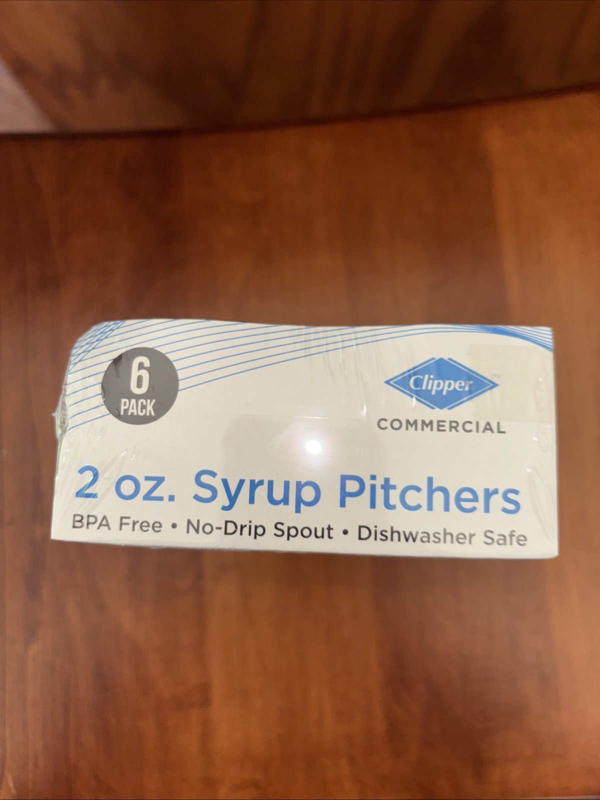 6 PACK SYRUP/CREAMER PITCHERS 2 OZ PLASTIC  PITCHERS CLIPPER COMMERCIAL
