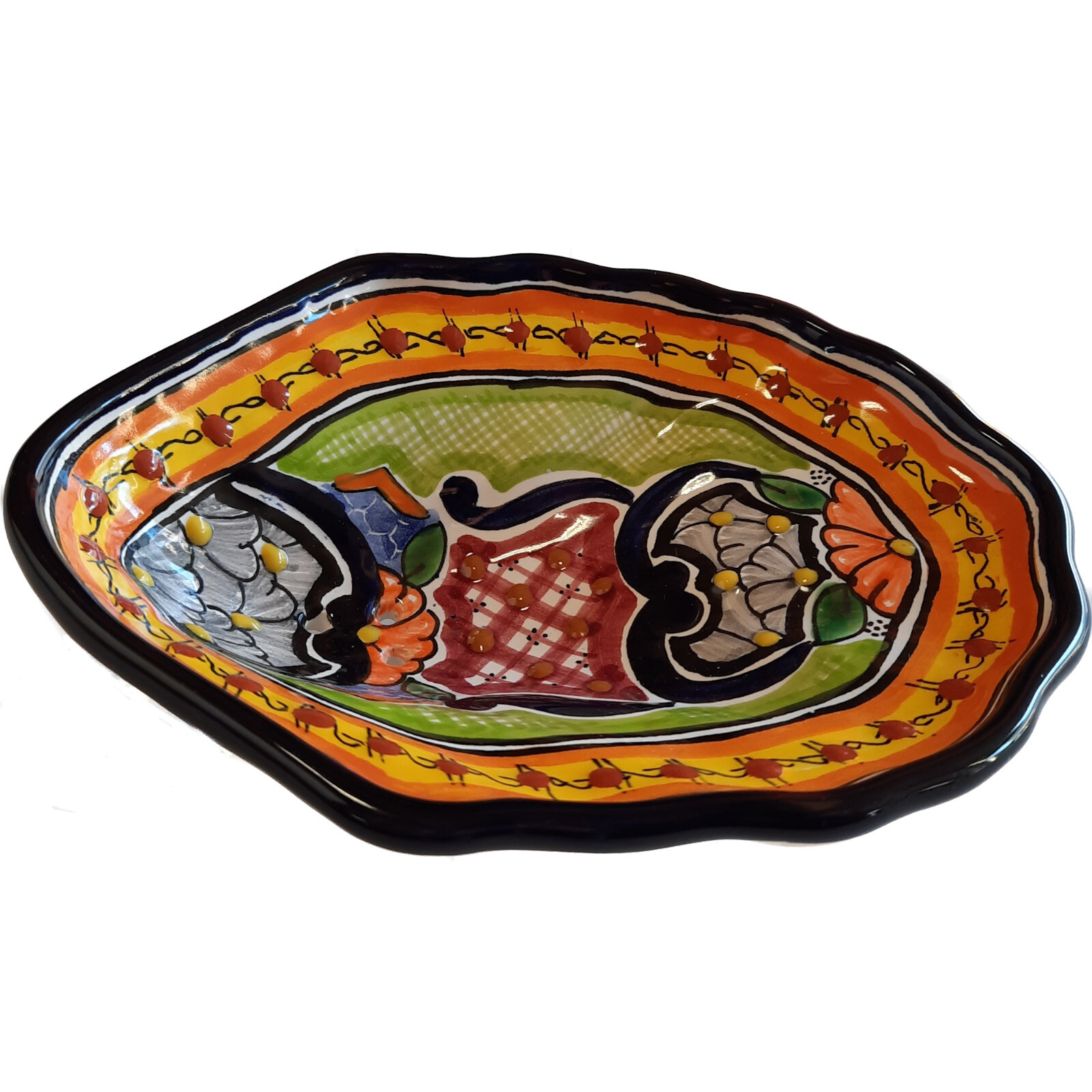 Mexican Handmade Talavera Palmas Ceramic Bathroom Soap Dish