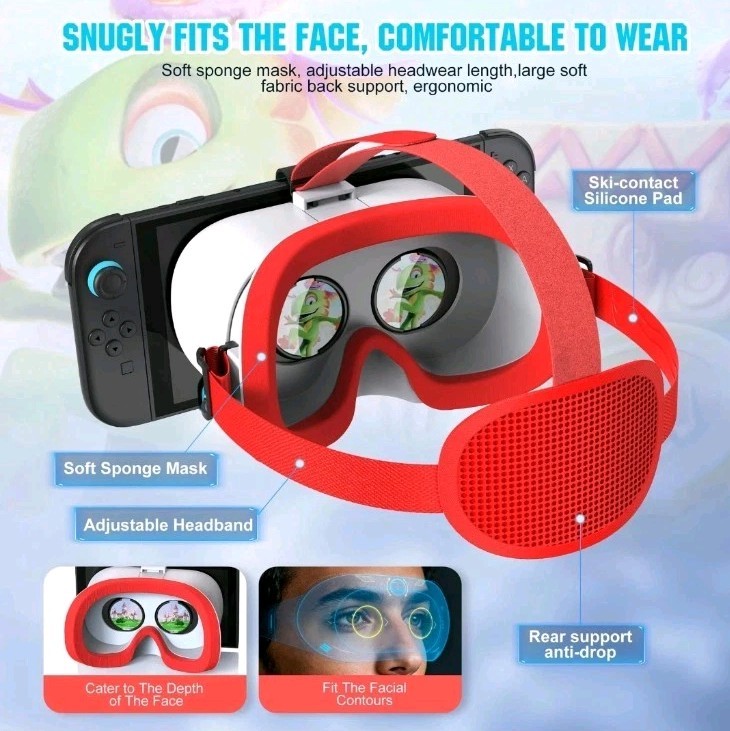 STARTRC GAMES VR Headset for Nintendo Switch 2 Adjustable Lenses White and Blue