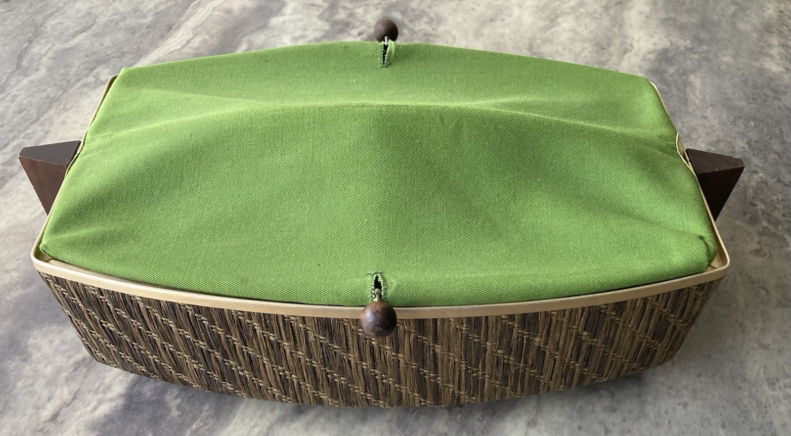 Salton Hot Tray Vintage Mid Century Modern Bun Warmer Avocado Cloth Lid-Works