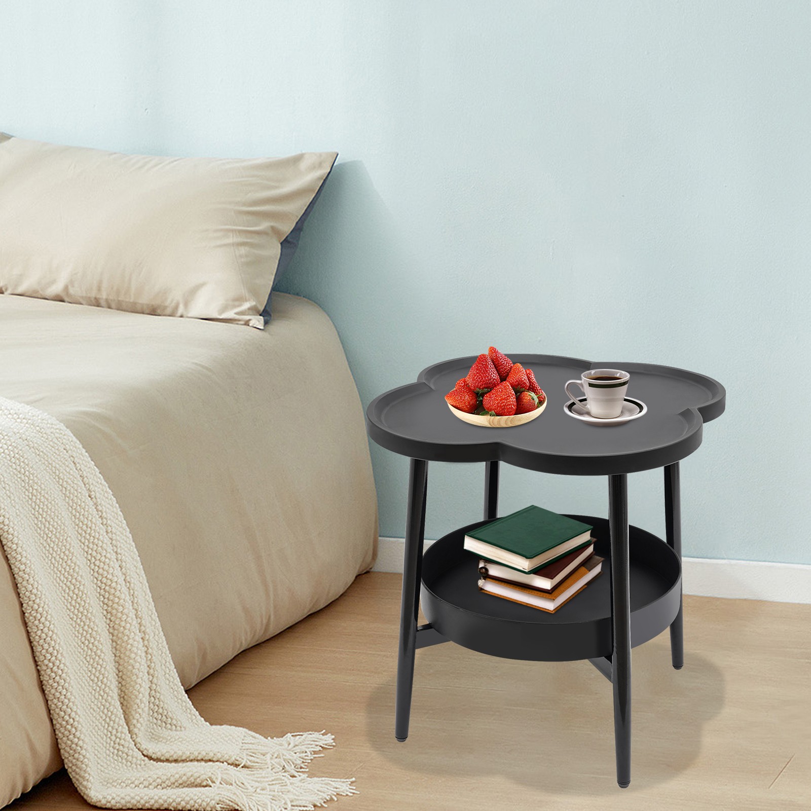 End Table 110LBS Heavy Duty Anti Slip Coffee&Tea Table, Sofa Side Snack Table