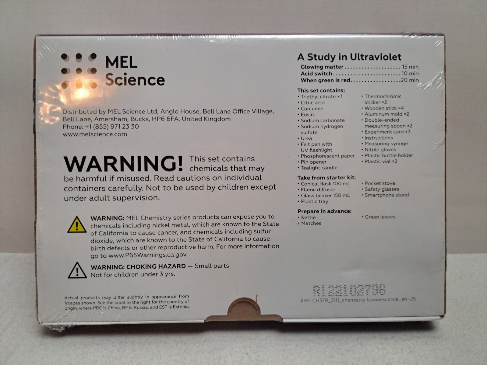 MEL Chemistry Kit - A Study in Ultraviolet #RF-CH379 (Sealed)
