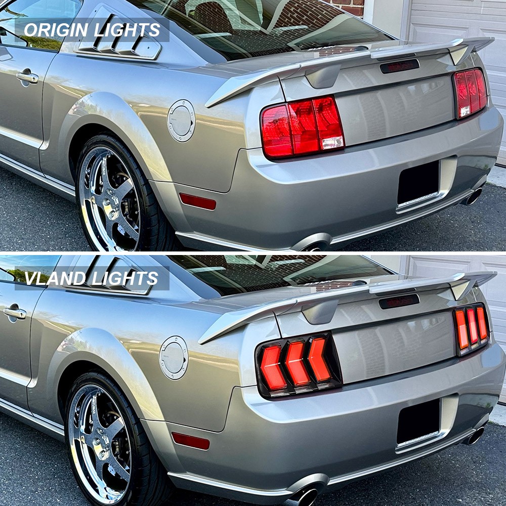 VLAND SMOKED LED Tail Lights For Ford Mustang 2005-09 W/Animation & Sequential