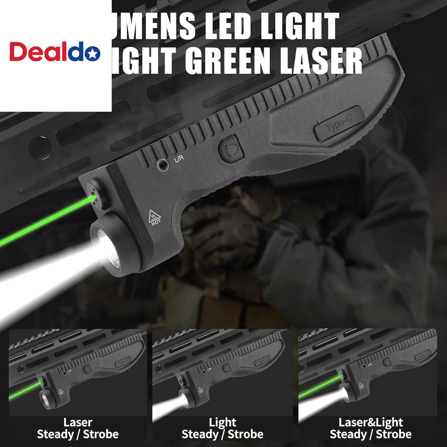 1650 Lumens Strobe Function,Light Laser Combo Compatible with M-Lok Rail Surface
