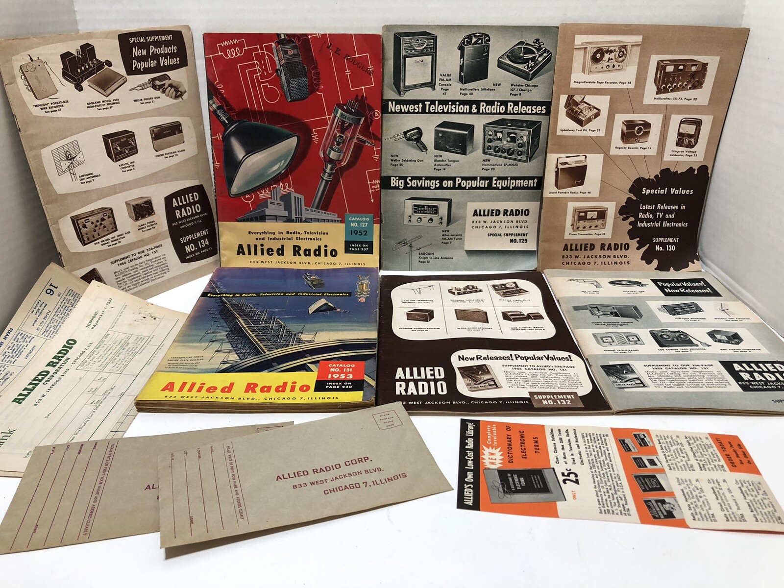 Lot of 7 - 1950s ALLIED RADIO Catalogs - Radio TV Industrial Electronics