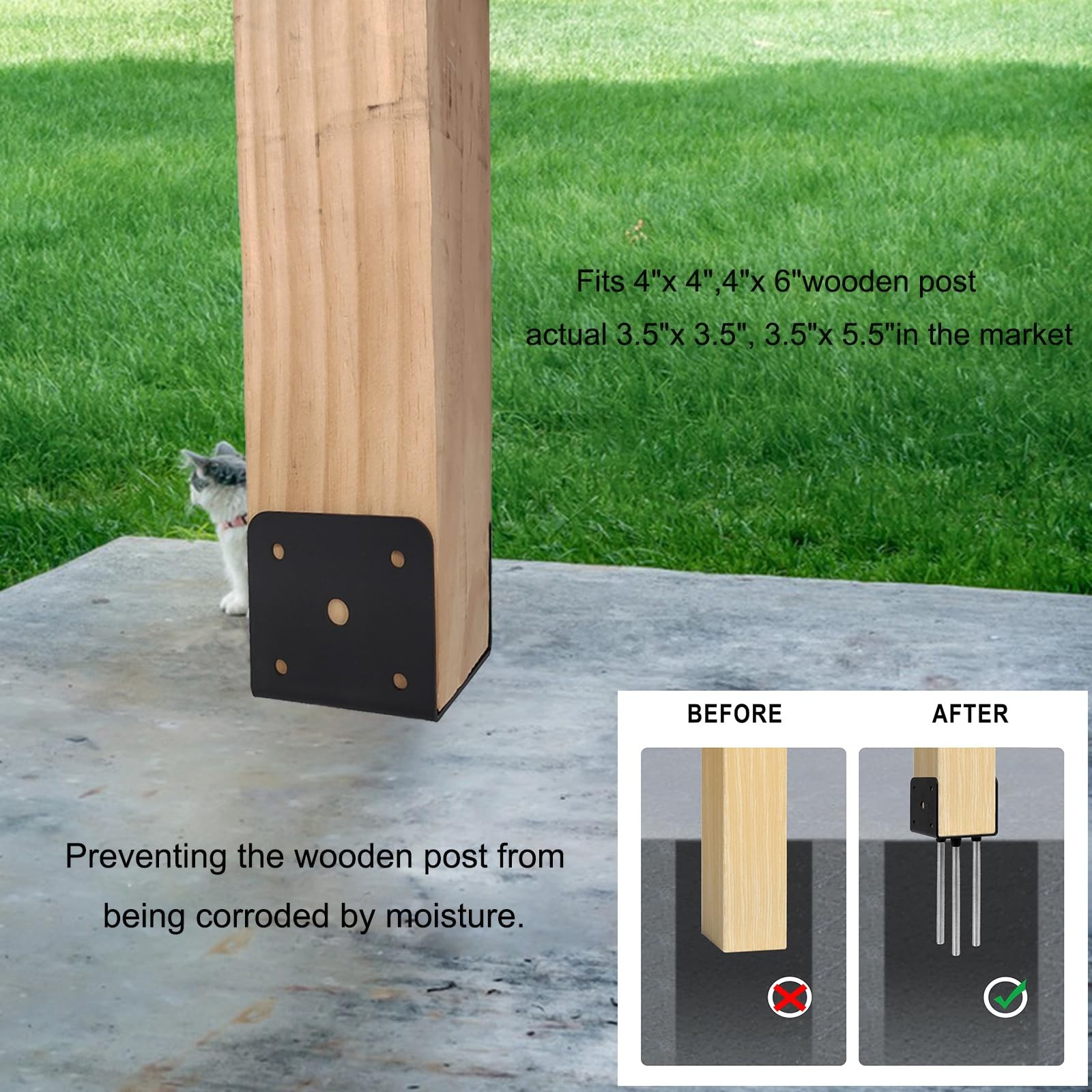 Wpbhk 4Pcs Concrete Post Anchor U Shape Fence Post Holder 4x4 Post Base Holde...