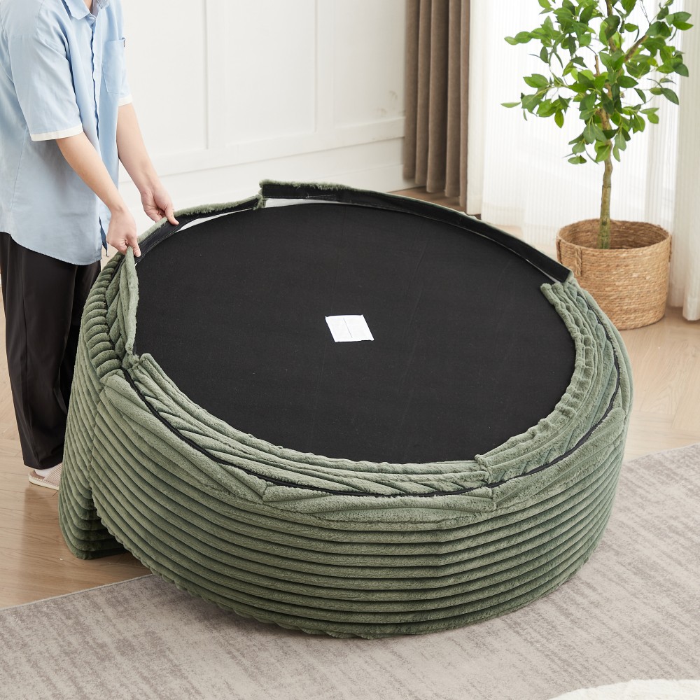 Green Corduroy Swivel Chair, 360° Rotation Foam Sleeper Sofa for Living Room