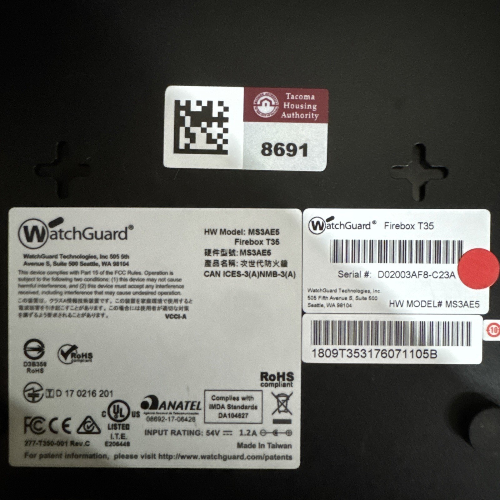 Watchguard Firebox T35 MS3AE5 Network Security Firewall Appliance with Adapter