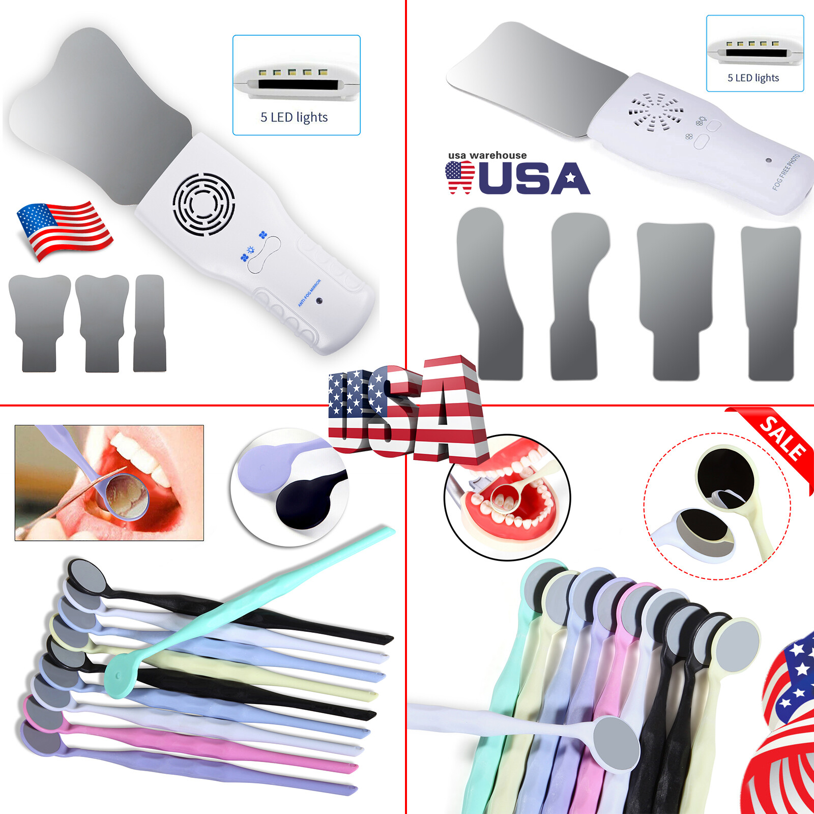 Occlusal Mirror Fog Free LED Intra Oral Photo Kit / 10 Mouth Mirrors UX Dental