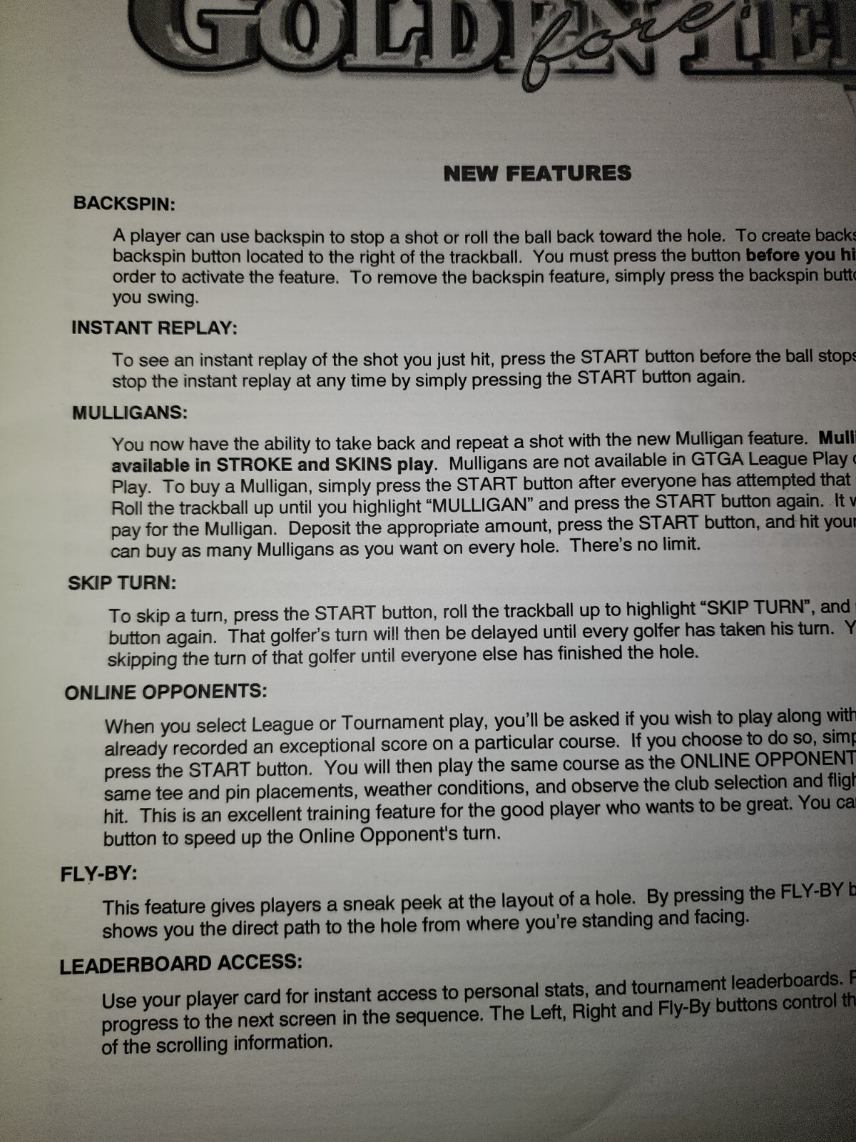 Golden Tee 97 Manuals Pete Jacobson Arcade