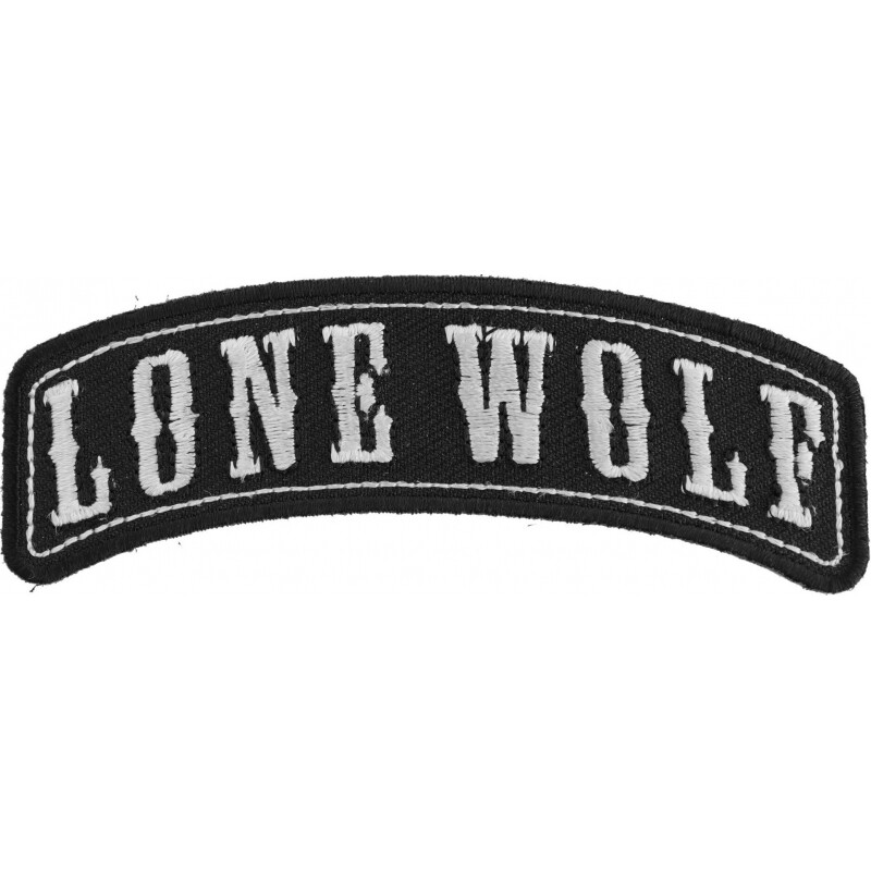 Patch, Small Rocker (Iron-On), Lone Wolf (Nomad, No Club), 3.75" x 1.5"