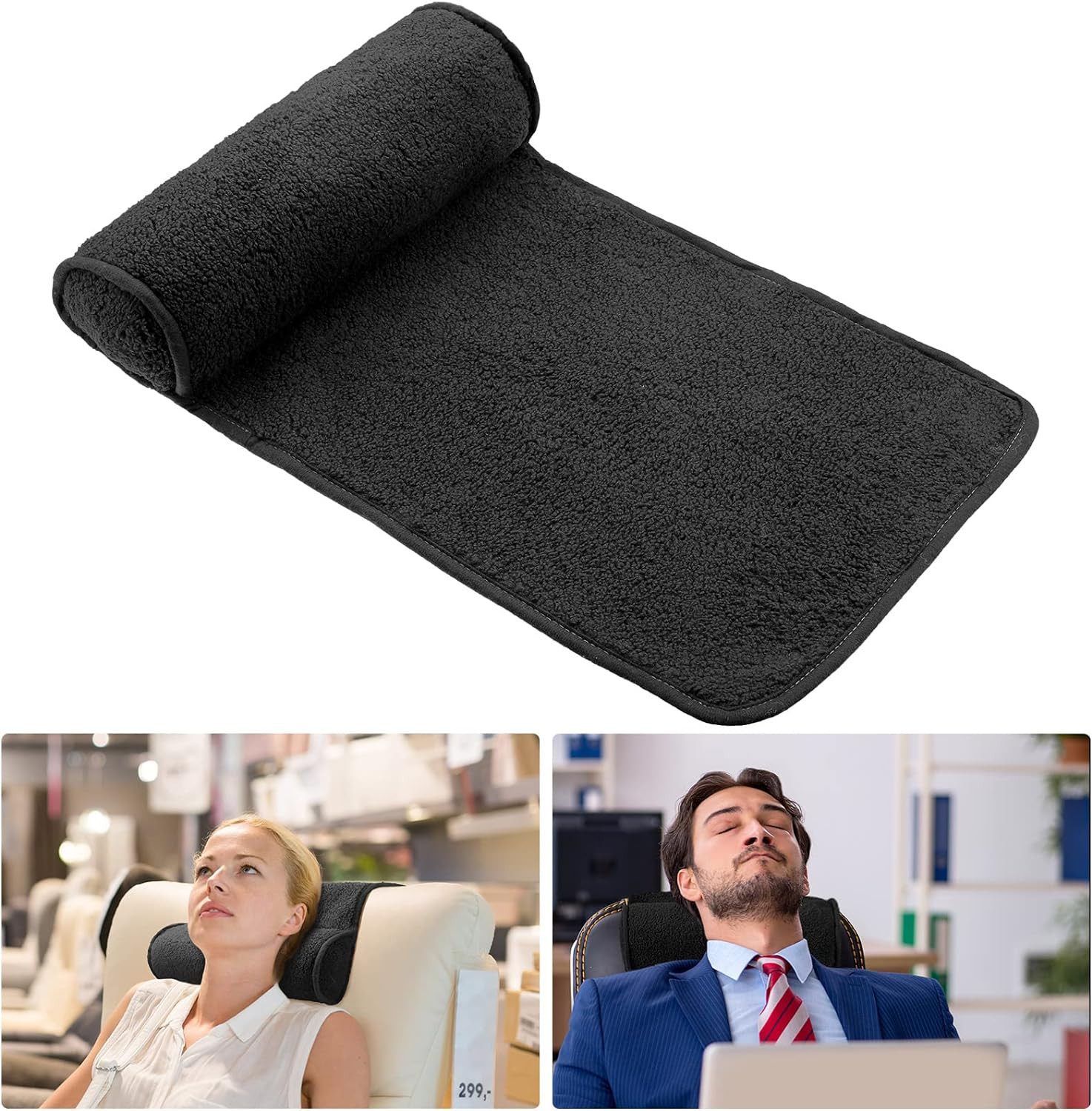 Weysat Recliner Pillow Neck Head Support Roll Non Slip Fleece Adjustable Neck Ch