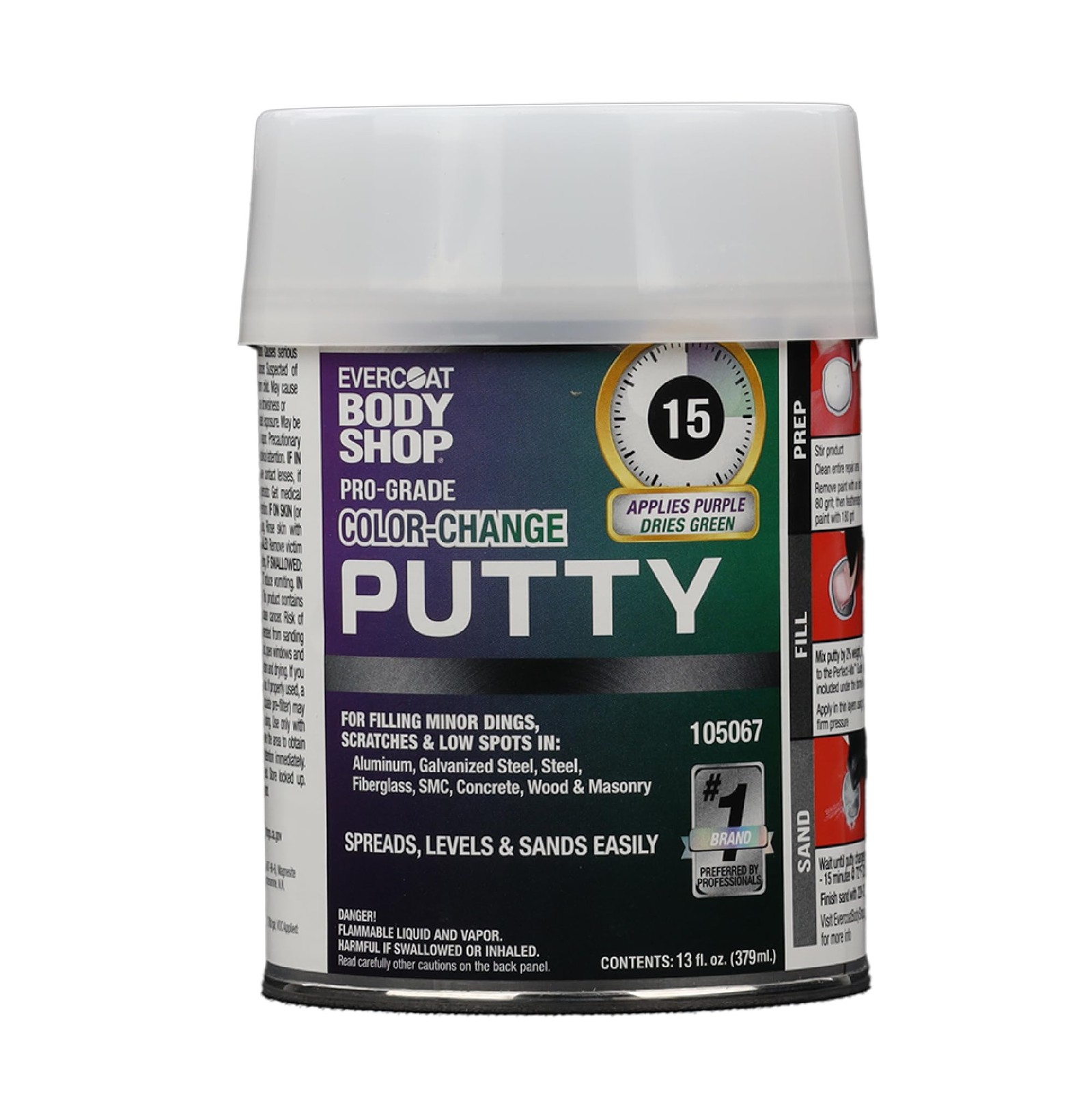 Evercoat Body Shop 105067 Pro-Grade Color-Change Putty Dings Scratches 13 Fl Oz.