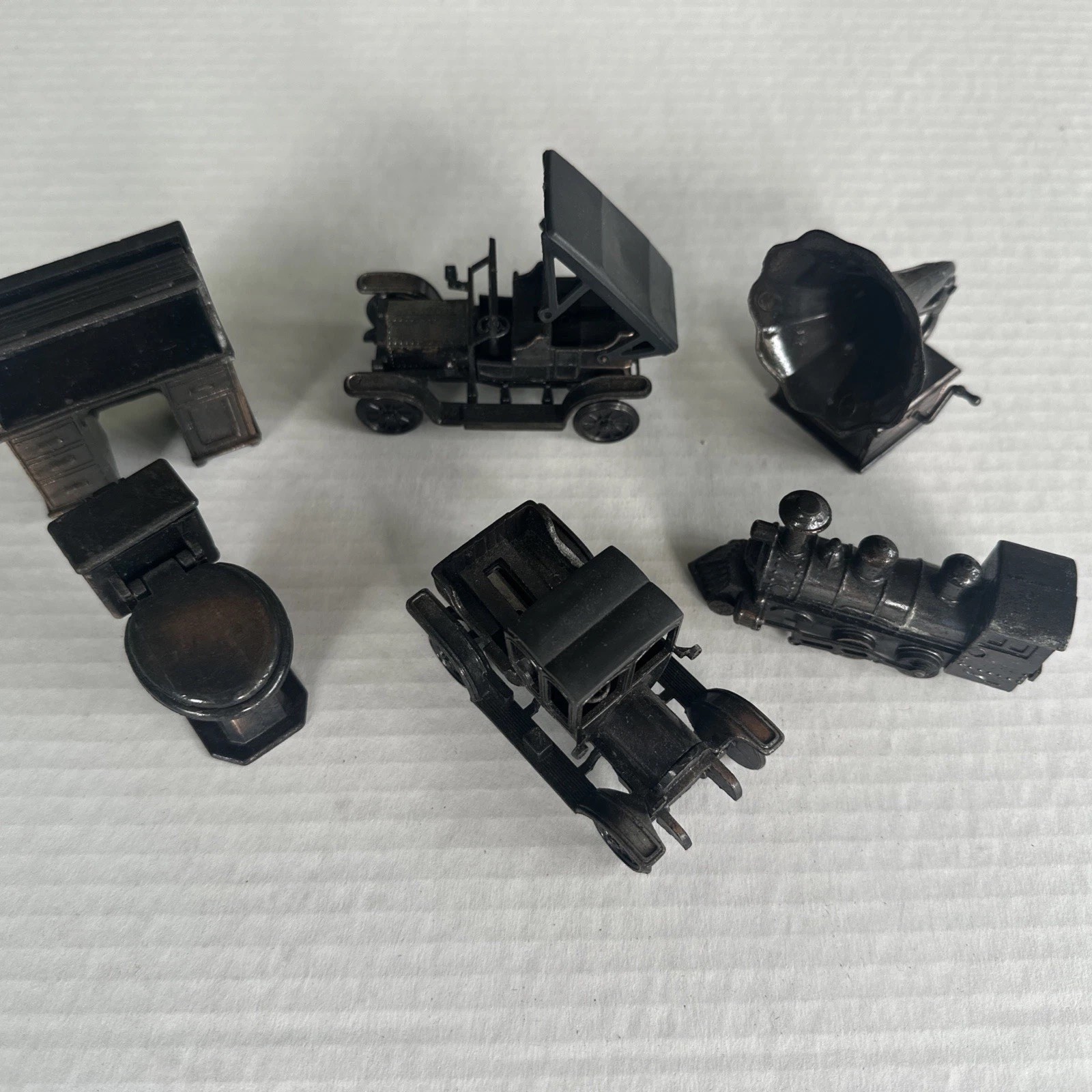 Lot of 6 Vintage Pencil Sharpeners Miniature Die Cast Metal Copper Finish