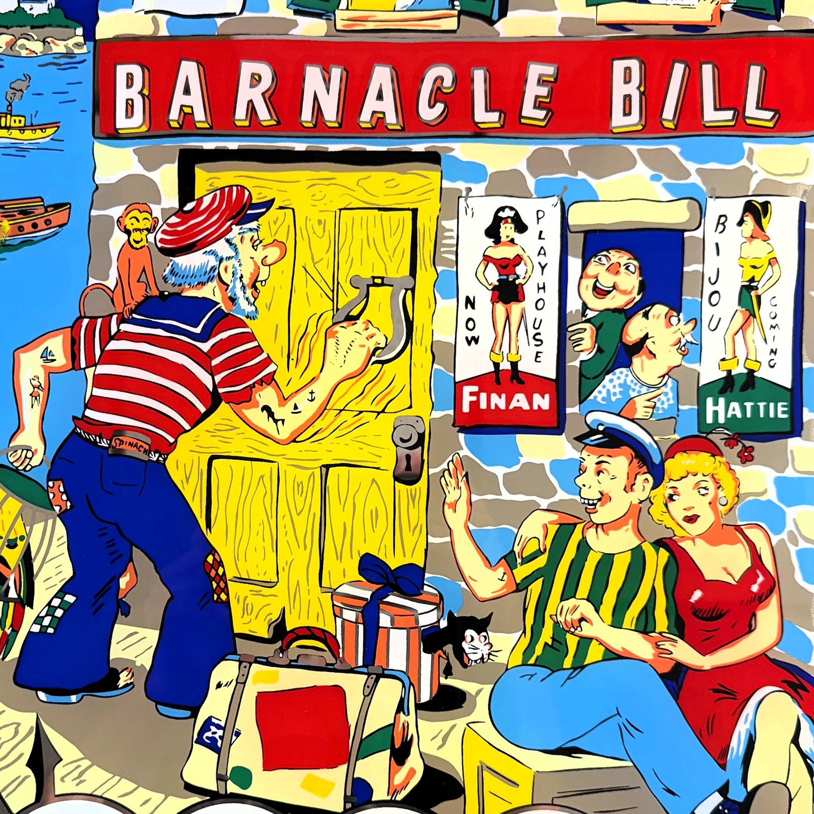 Gottlieb Barnacle Bill Pinball Machine Game Backglass Silkscreened NEW